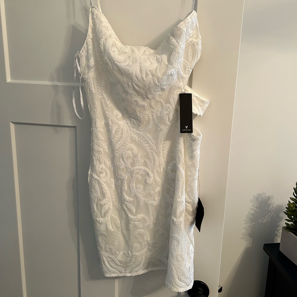 NEVER WORN One-shoulder sequin dress